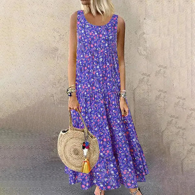 W&W Mode | Ärmelloses Blumenmuster Elegante Sommerkleider Damen
