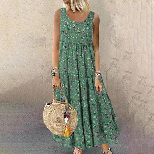 W&W Mode | Ärmelloses Blumenmuster Elegante Sommerkleider Damen