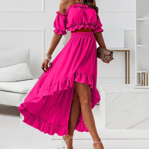 W&W Mode | Elegantes Rüschenset Kleid