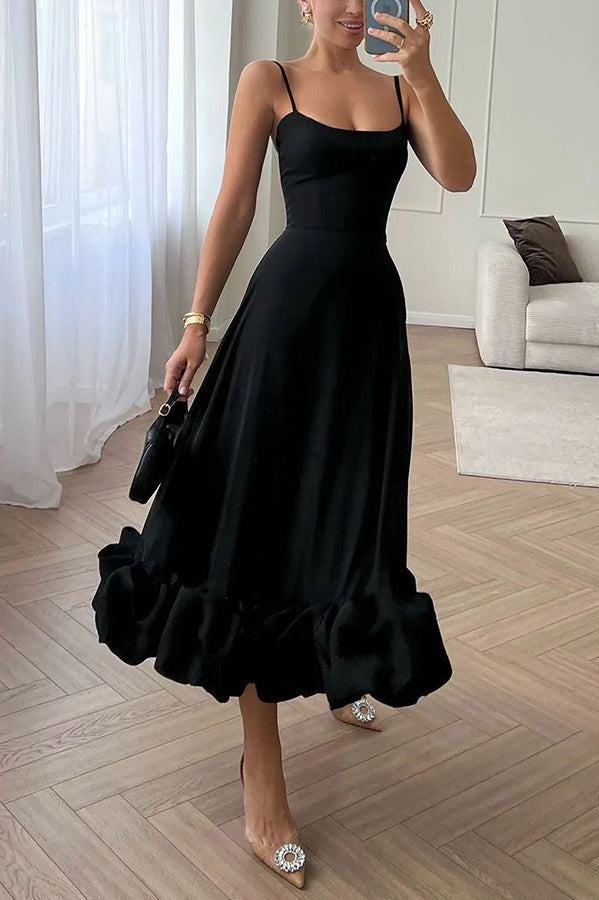 W&W Mode | Strapless Midi Kleid mit Rüschen für Mitternachtsballetten
