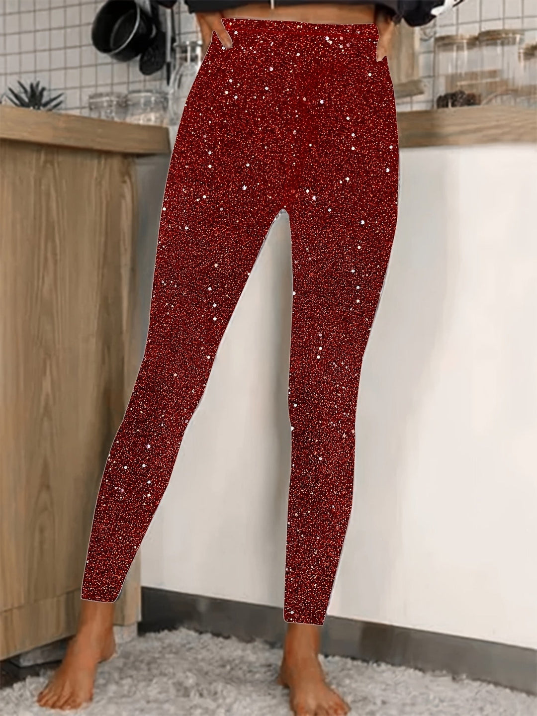 W&W Mode | Hochtaillierte Pailletten Leggings Glänzend & Komfortabel