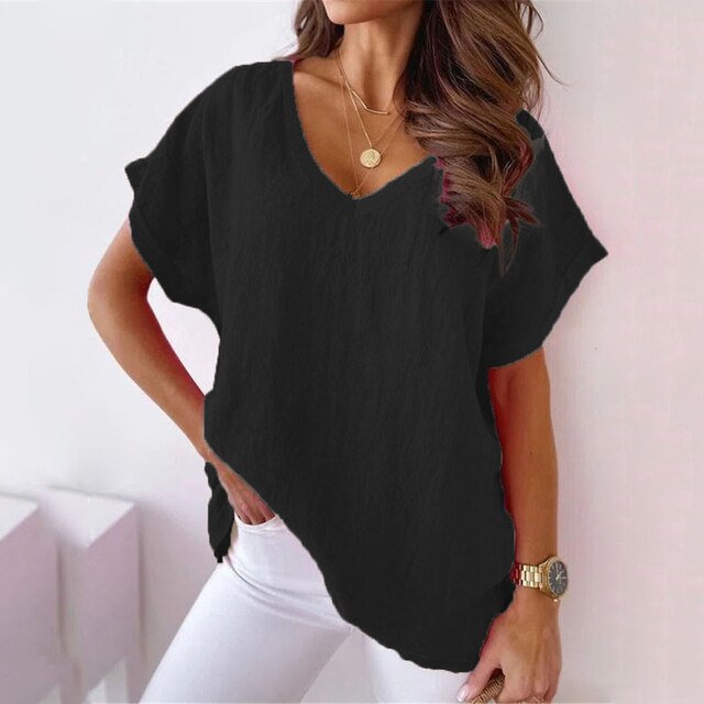 W&W Mode | Lässiges Damen V-ausschnitt Shirt