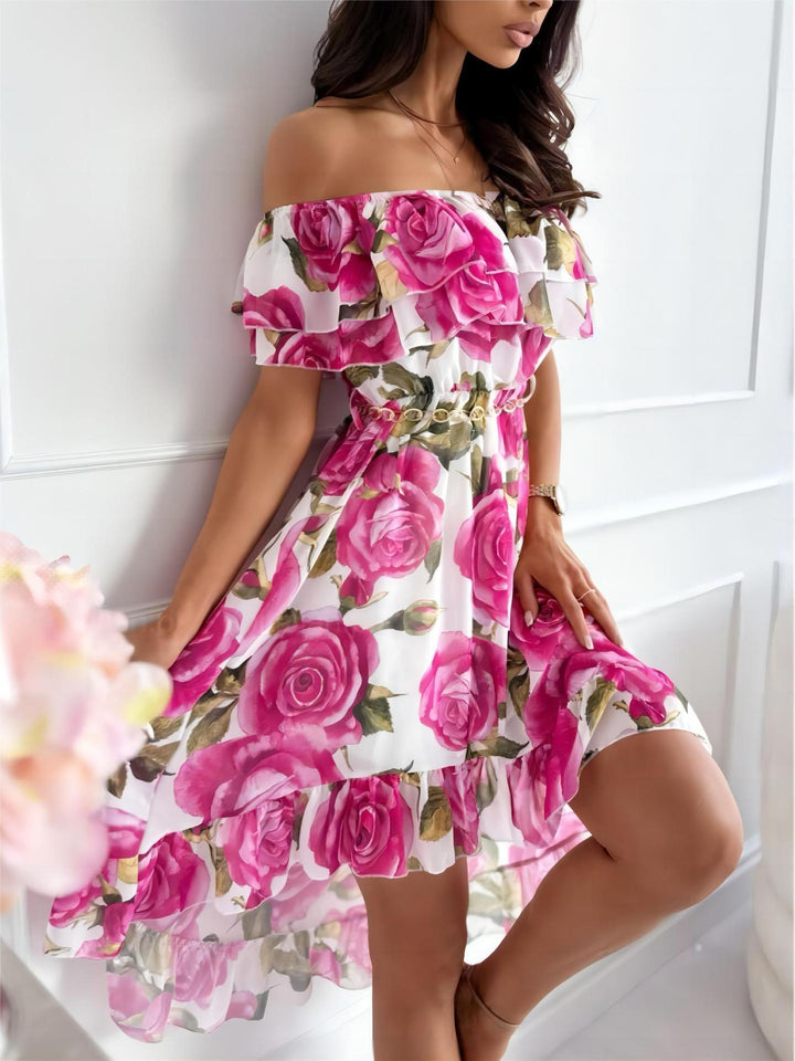 W&W Mode - Schulterfreies Kleid mit Blumendesign