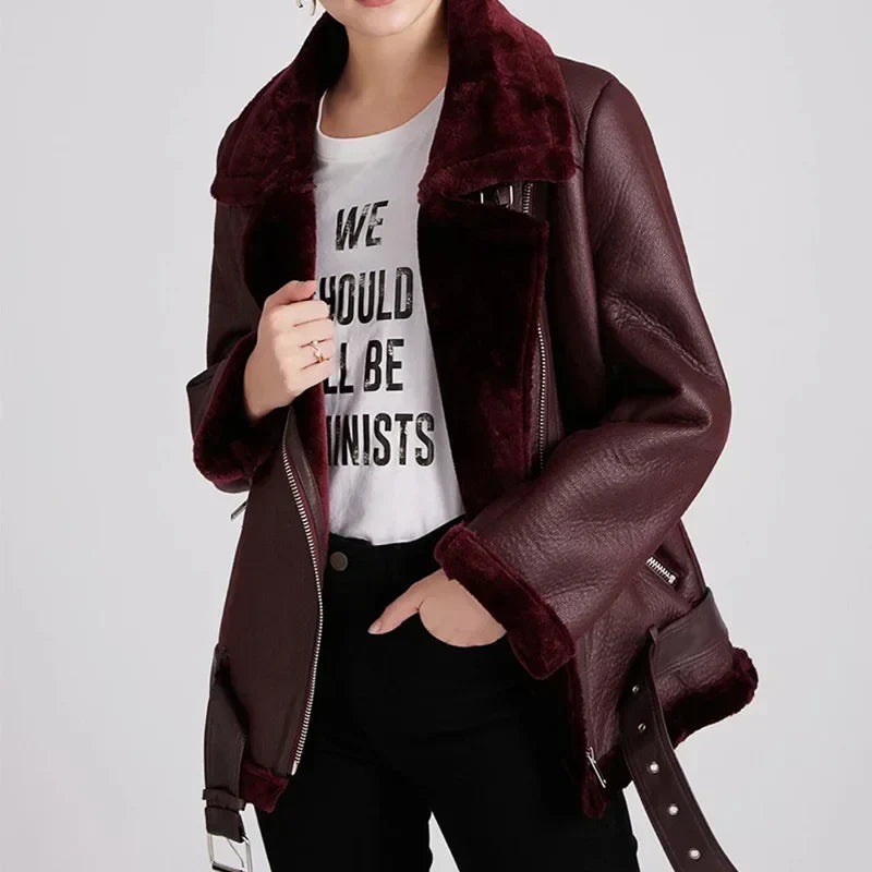 W&W Mode - Dicke Faux-Lederjacke