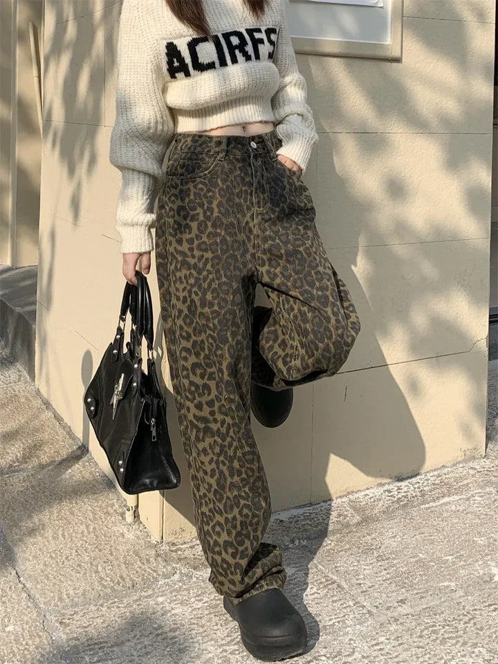 W&W Mode | Modische Leopardenmuster Jeans Für Damen