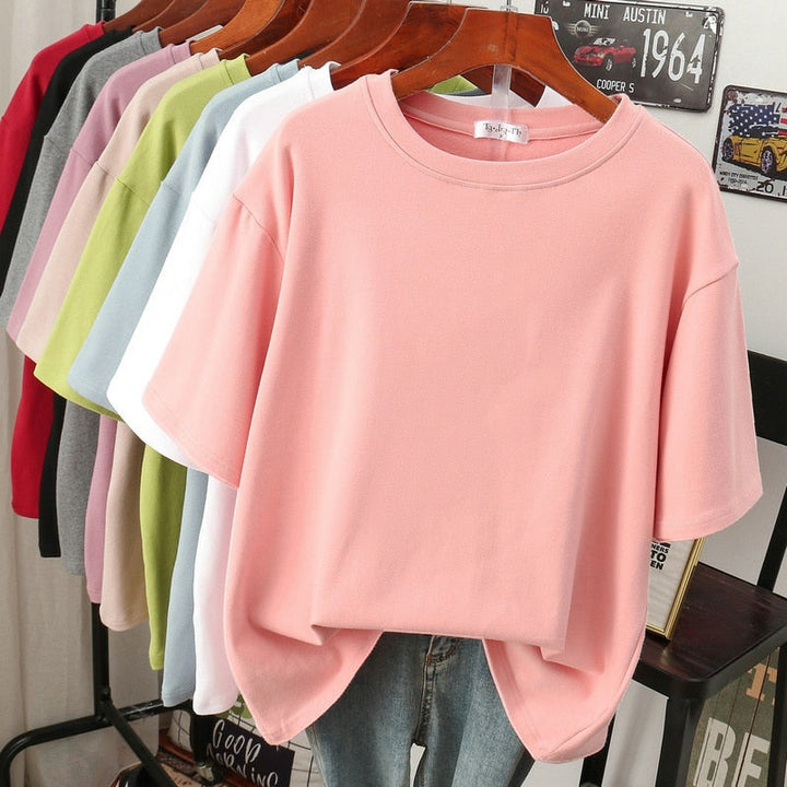 W&W Mode Kuscheliges Baumwoll-Basic: Plus-Size T-Shirt für Damen