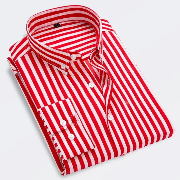 W&W Mode | Gestreiftes Hemd Für Männer Mit Langen Ärmeln Slim Fit