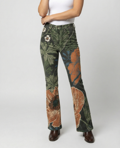 Damen Flared Jeans mit mittelhoher Taille und fünf Taschen