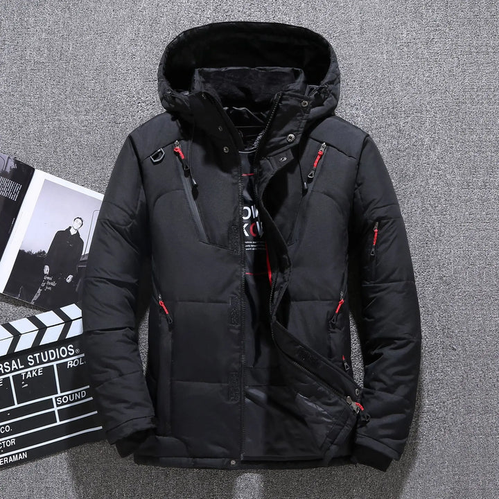 W&W Mode - Herren-Winterjacke - Warme, schlanke Daunenjacke mit Kapuze