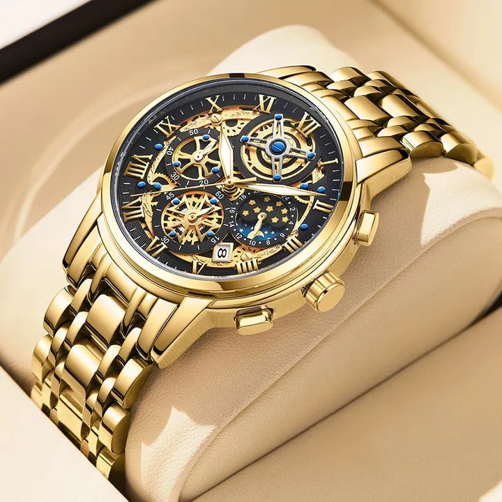 Herren-Quarzuhr mit Metallarmband