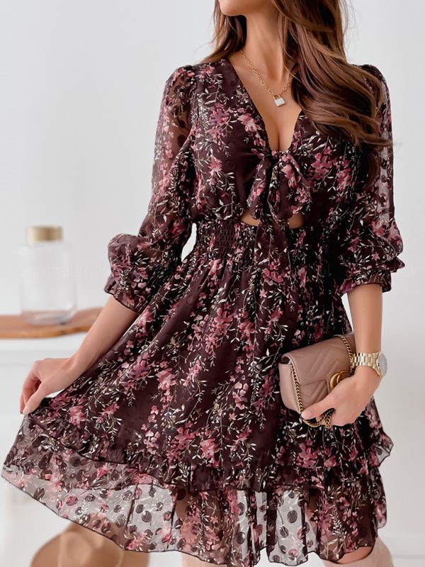 W&W Mode - Einfaches bedrucktes Chiffonkleid
