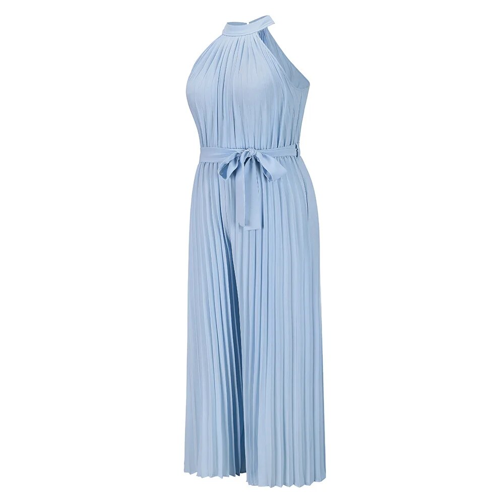 W&W Mode | Plissierter Overall mit Neckholder und Gürtel
