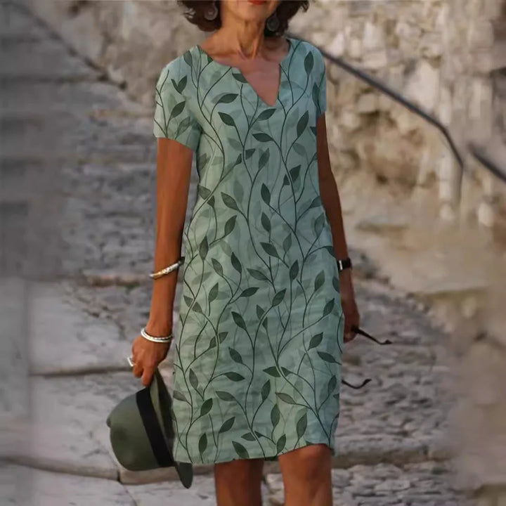W&W Mode | Weinlese Blumen V-Ausschnitt Lang Kleid