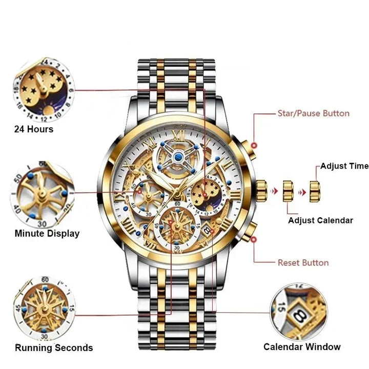 Herren-Quarzuhr mit Metallarmband