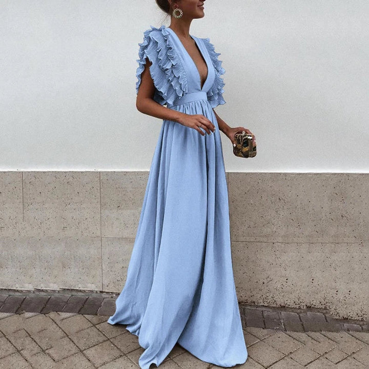 Damen Kleid mit V-Ausschnitt und lockerem Schnitt