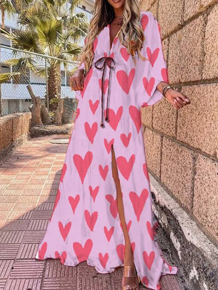 W&W Mode - Elegnat bedrucktes Beach Cover Up Kleid