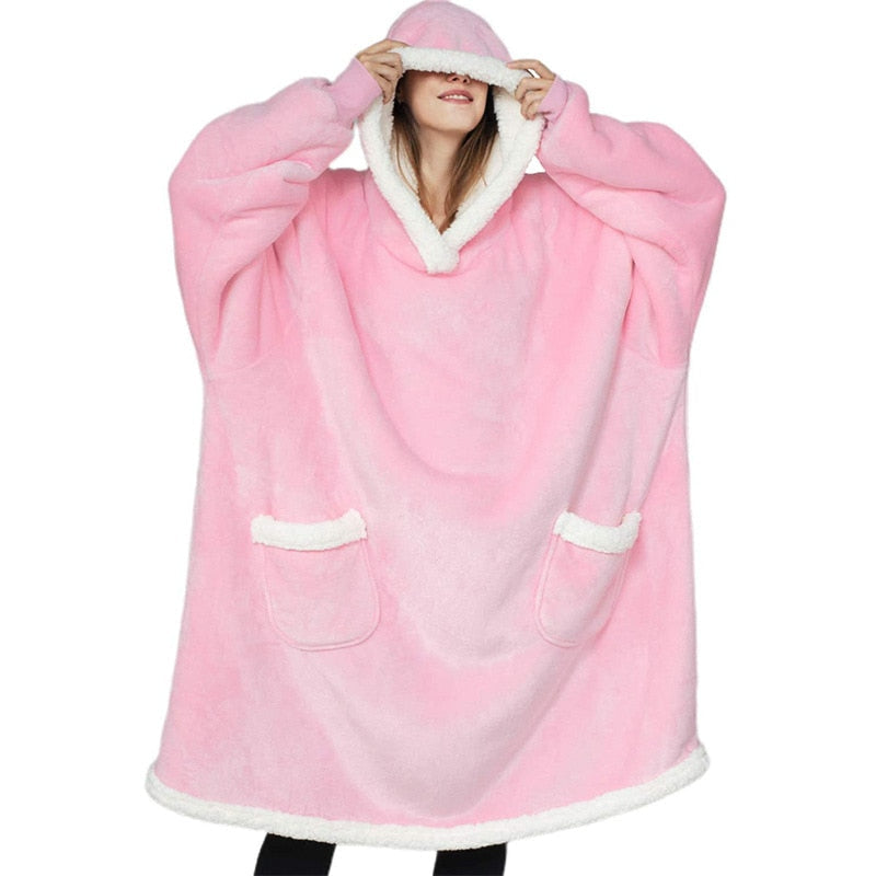 W&W Mode Super Gemütliche Gemütlichkeit | Damen Flauschige Fleece-Decke mit Ärmeln