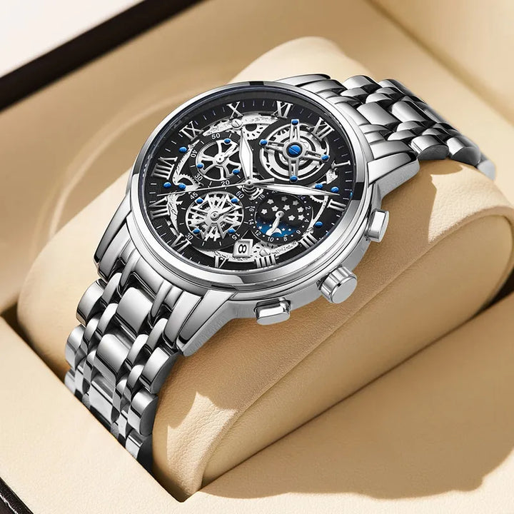 Herren-Quarzuhr mit Metallarmband