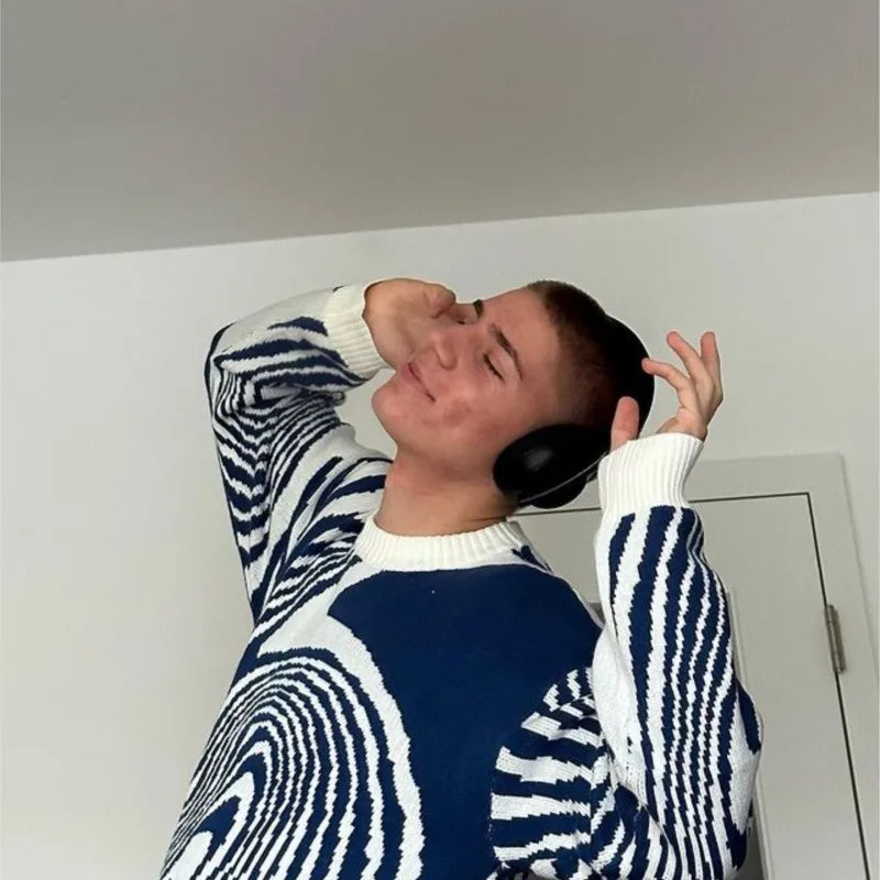 Unisex-Strickpullover im Vintage-Stil aus Baumwollstrick