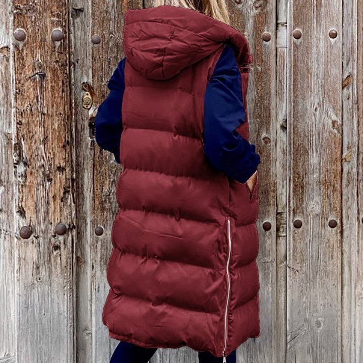 W&W Mode Kapuze Lange Weste Lässig Mode Einreihig Jacke