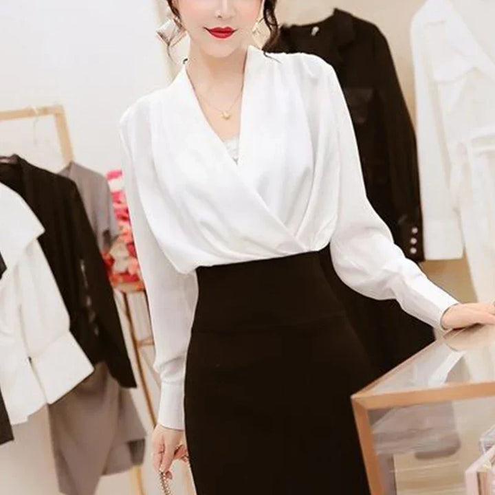 W&W Mode | Elegante Satinbluse Mit V-ausschnitt Für Büro & Abend