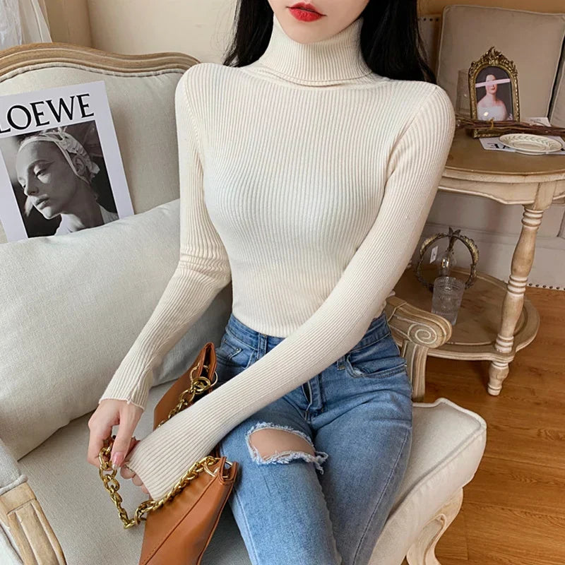W&W Mode - Damen-Ripp-Turtleneck für elegante Raffinesse