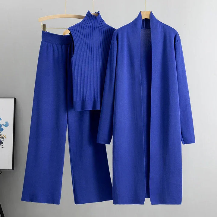 W&W Mode | Damen Luxus 3 Teiliges Strick Co Ord Satz Weich & Dehnbar