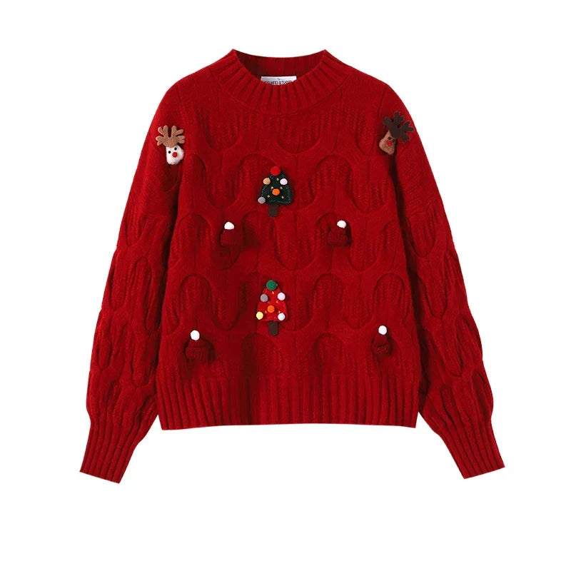 W&W Mode - Hässlicher Weihnachtspulli - Damen Weihnachtspullover im Vintage-Stil