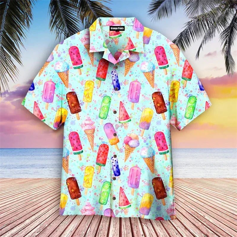 Damen Sommer-T-Shirt mit Eiscreme-Aufdruck aus leichtem Material