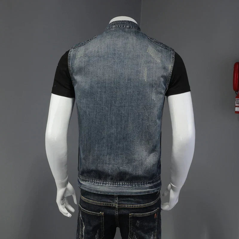 W&W Mode | Retro Herren Distressed Jeansjacke