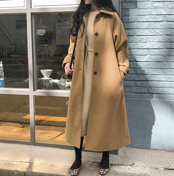 Lange Damenjacke aus wasserabweisendem Stoff