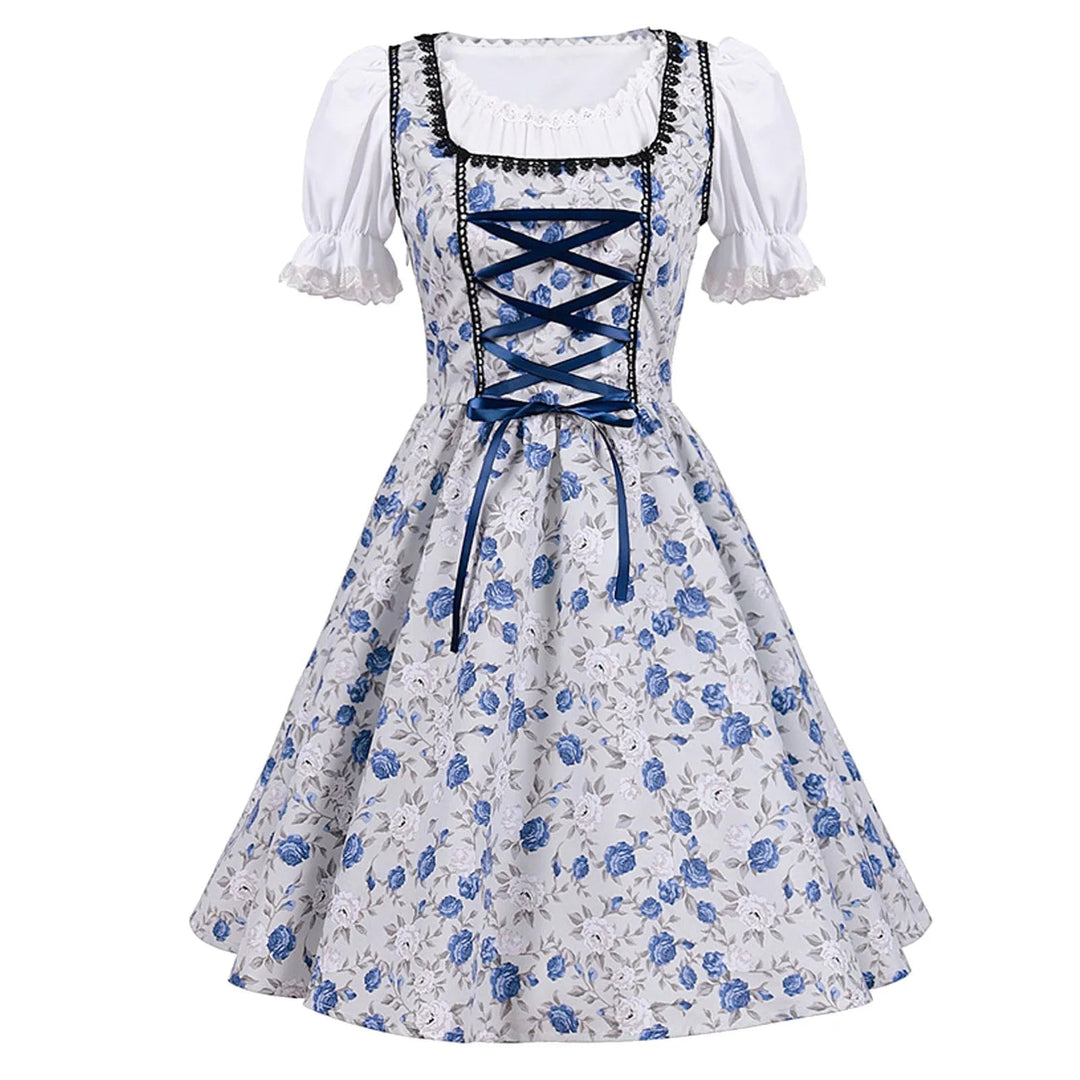 W&W Mode | Kurzärmelig Spitze Oktoberfest Kleid mit Schürze