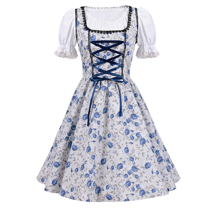 W&W Mode | Kurzärmelig Spitze Oktoberfest Kleid mit Schürze