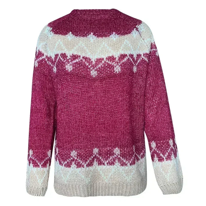 W&W Mode -  Hässlicher Weihnachtspulli - Dicker Strickpulli mit gemütlichem Jacquardmuster