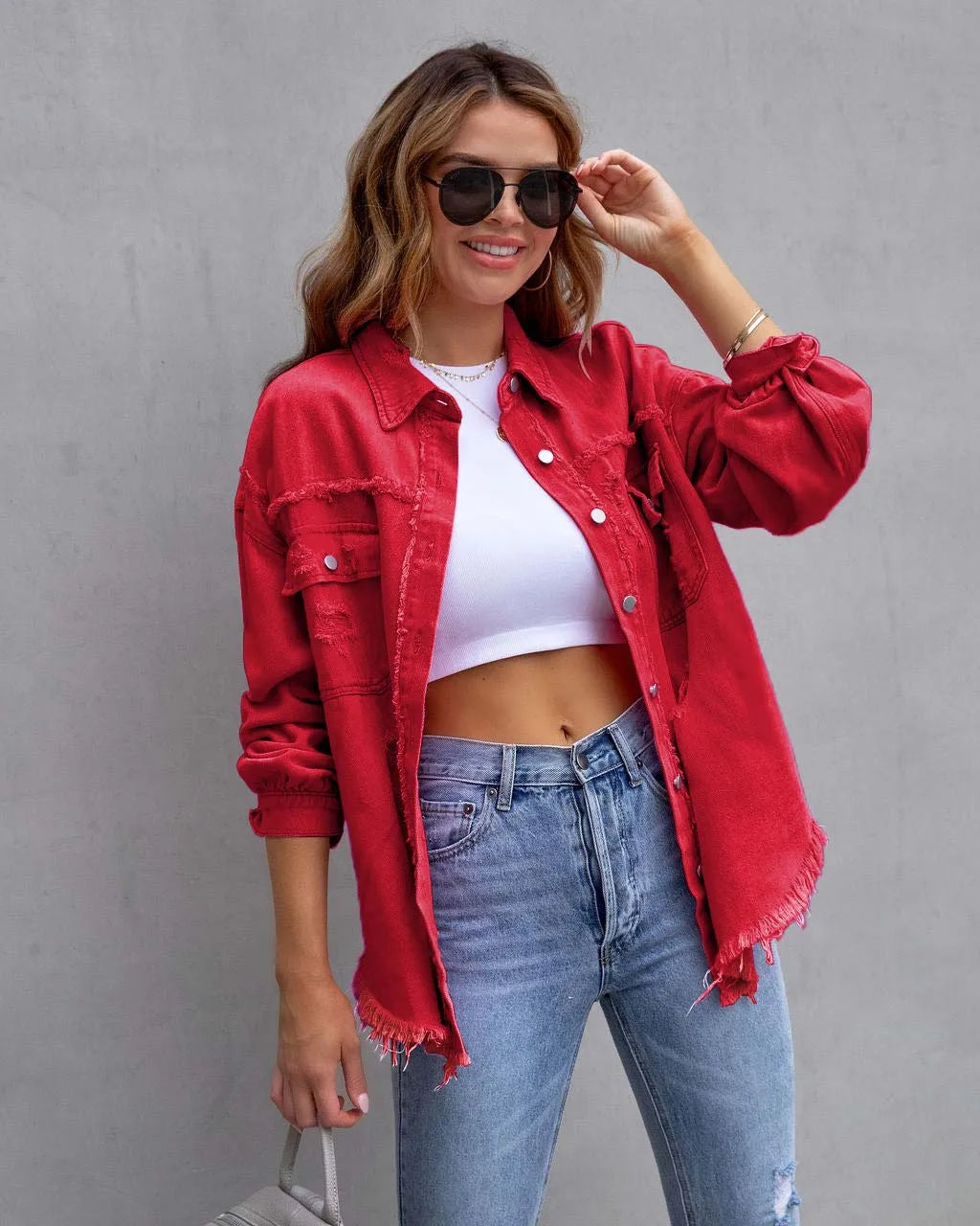 W&W Mode - Trendige Frühlingsjacke aus designtem Denim