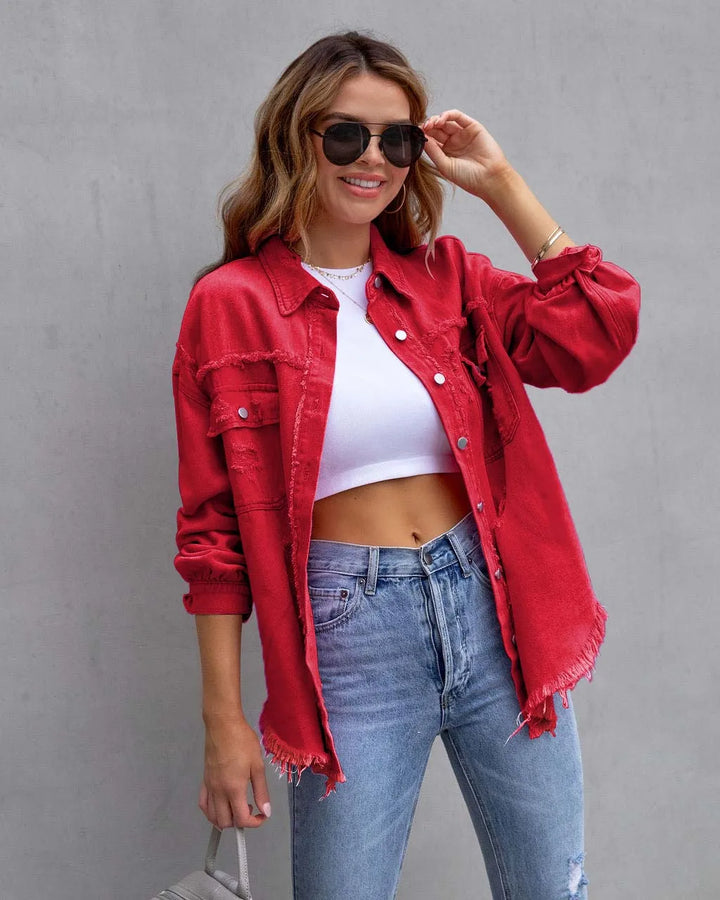 W&W Mode - Trendige Frühlingsjacke aus designtem Denim