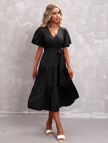 W&W Mode - Schwarzes Midikleid mit Rüschen