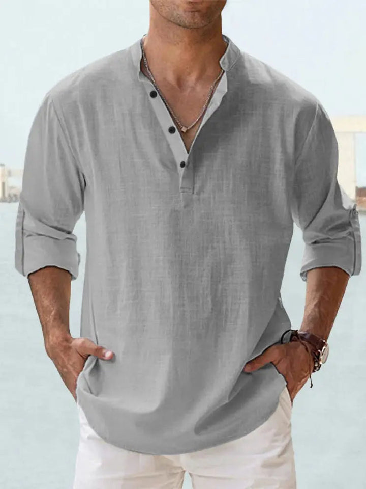 W&W Mode | Luftiges Leinenhemd Mit Henley Kragen