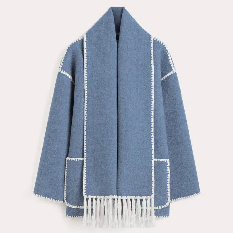 Jacke mit Fransen-Schal