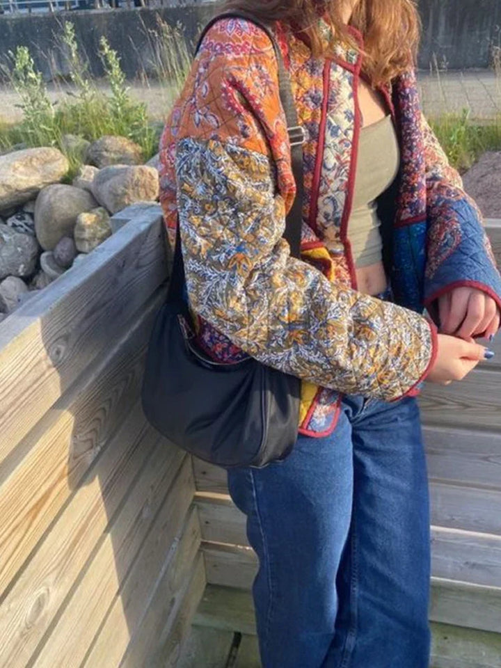 Damen Patchwork-Jacke mit Vintage-Look