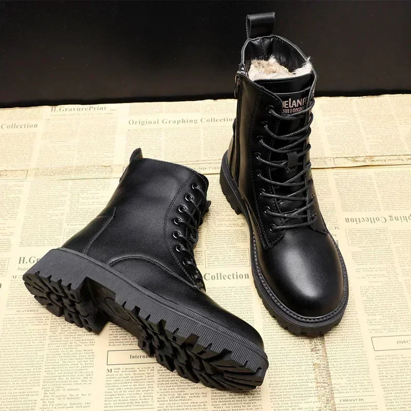W&W Mode - Warme Plateau-Schnürstiefel für Damen