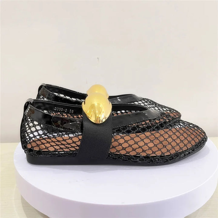 Damen Ballerinas mit Mesh-Obermaterial und elastischem Band
