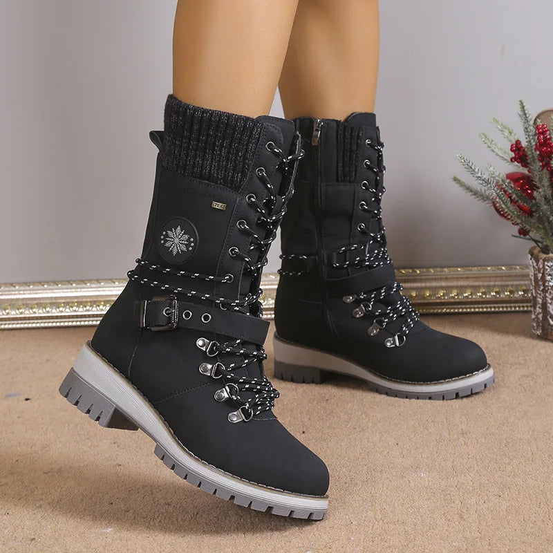 W&W Mode | Modische Schnürstiefel mit Plateau und dicker Sohle