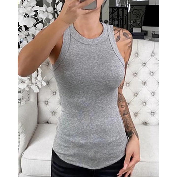 Damen-Ripp-Tanktop mit Rundhalsausschnitt