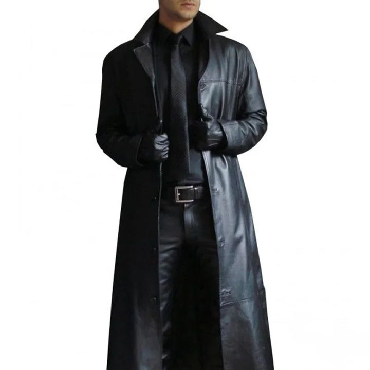 W&W Mode | Lange Lederjacke Für Herren Mit Kragen