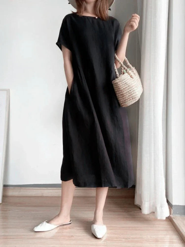 W&W Mode | Einfarbig Midi Kleid Aus