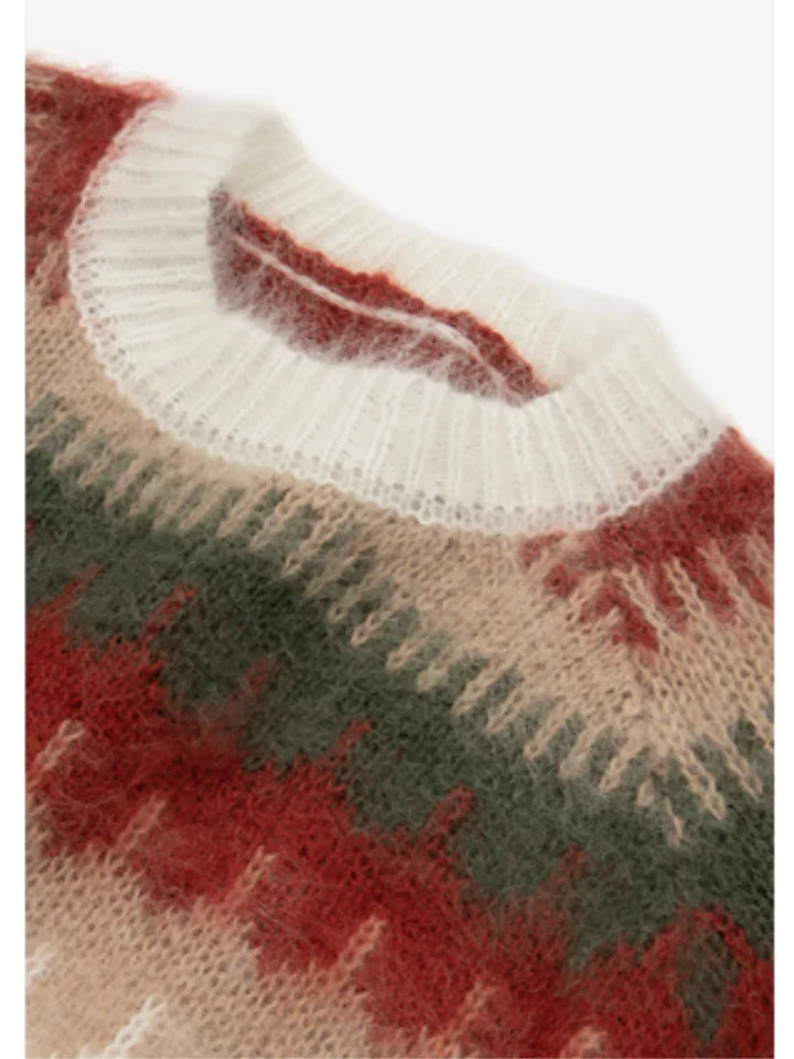 W&W Mode - Hässlicher Weihnachtspulli - Dick gestrickter Pullover mit Retro-Muster