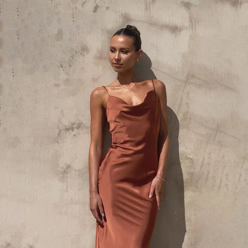 W&W Mode | Langes Satin Kleid