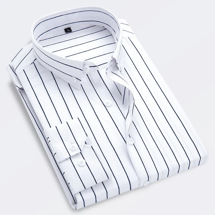W&W Mode | Gestreiftes Hemd Für Männer Mit Langen Ärmeln Slim Fit