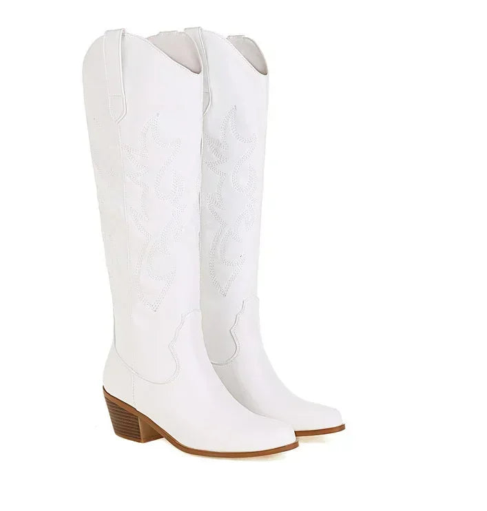 W&W Mode | Kniehohe Cowboystiefel Aus Wildleder Für Damen
